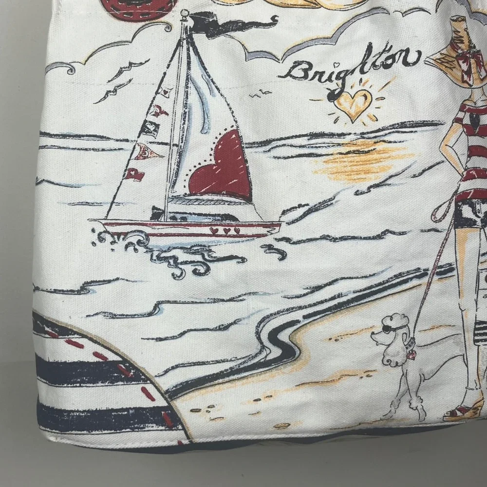 Brighton Beachy Keen Boardwalk Tote Canvas Nautical Sailboat Anchor Bag D29655